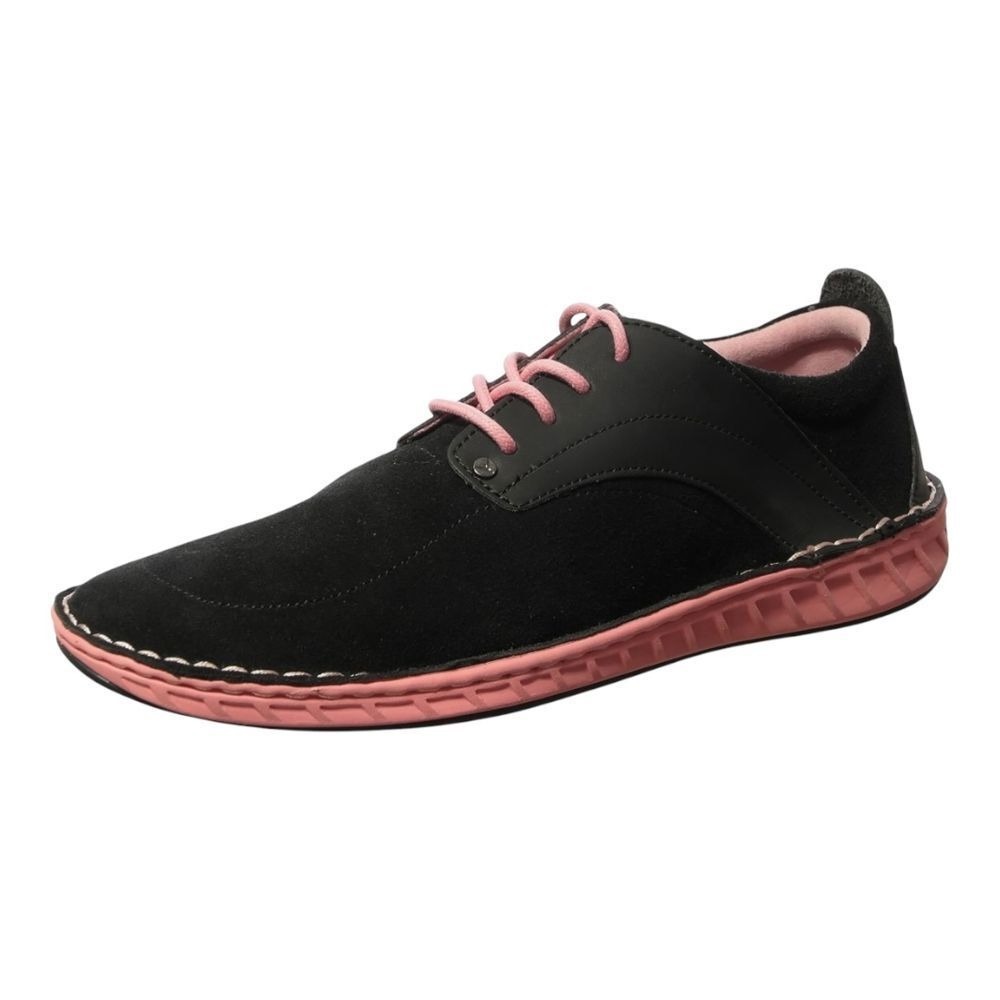 Backjoy Zen Oxford Women 8 Black Pink Suede Ergonomic Comfort Walking‎ Shoes